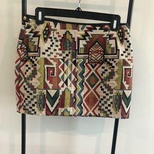 Lush Brand Aztec Print Skirt with Leather Trim